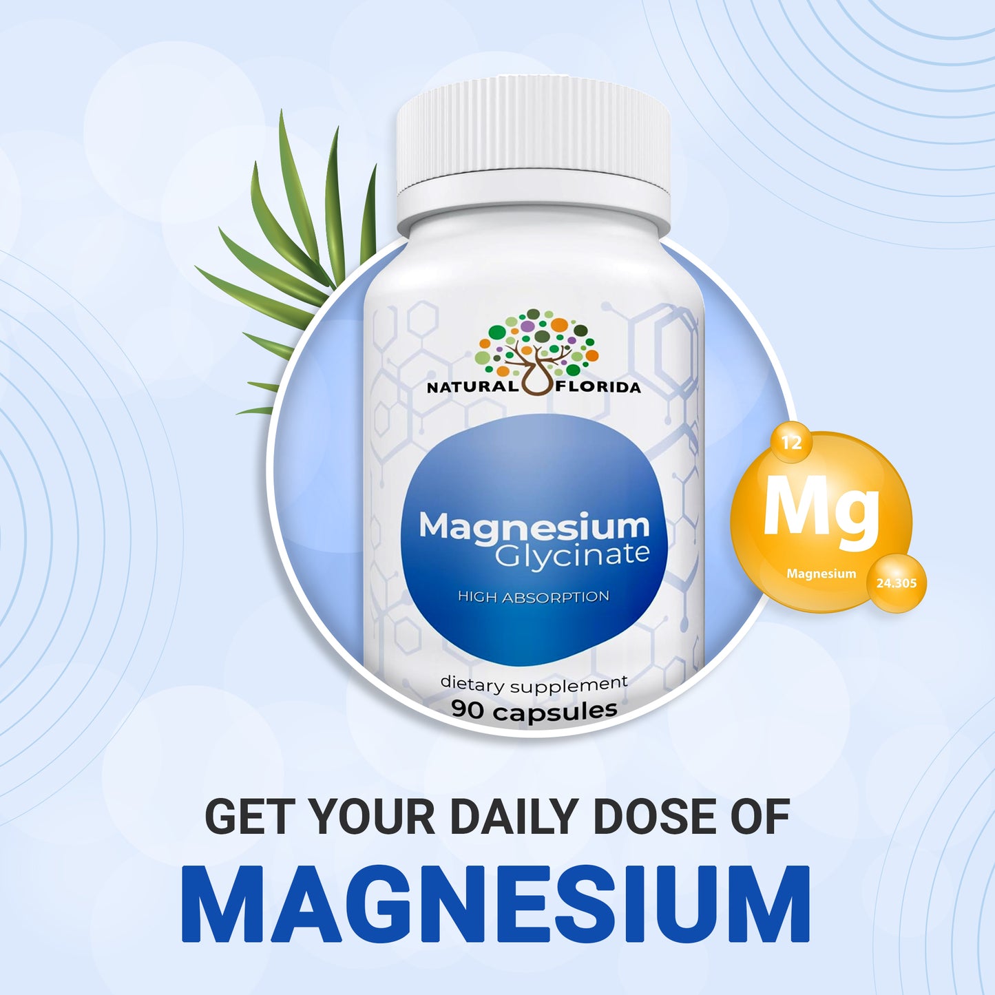 Magnesium Glycinate - Supplement to Support Stress Relief, Sleep, Heart Health, Nerves, Muscles, and Metabolism 90 Vegan Capsules - 220mg per serving