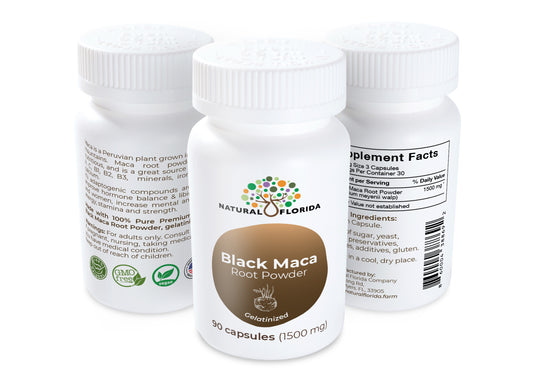 Premium 100% Pure Black Maca Root Powder 1500 mg | 90 Vegan Capsules