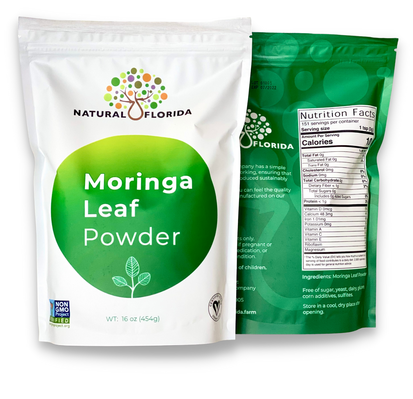 Moringa Oleifera Leaf Powder 454g 16oz Stand Up Pouches